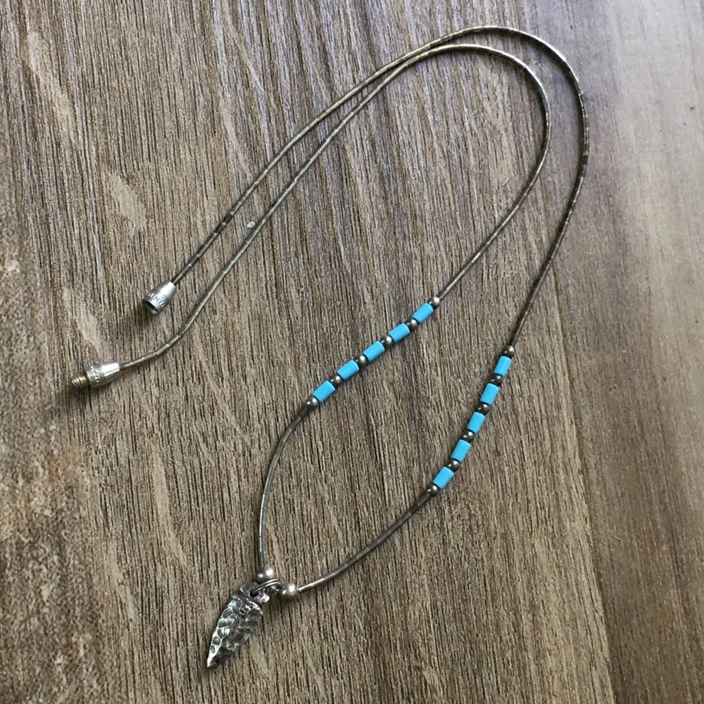 .925 Sterling Liquid Silver & Turquoise Necklace